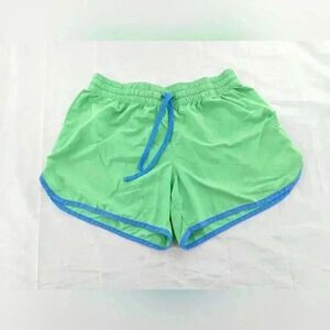 Columbia Shorts Women M Green Blue Chino Pockets Hiking Drawstring 4" Inseam